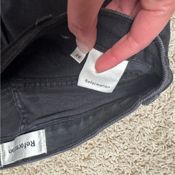 Reformation Lane Jumper Black Denim Jeans Zip Up Leg Size 26 - Picture 3 of 7